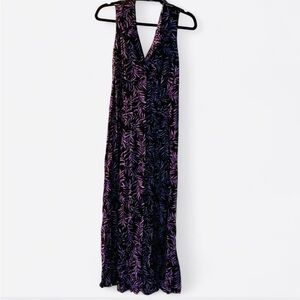 T.R.Bentley Quiet Luxury Vintage Purple Leaf Print Maxi Dress size XS